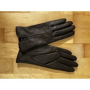 NWOT j mclaughlin leather cashmere gloves Brown Black Large